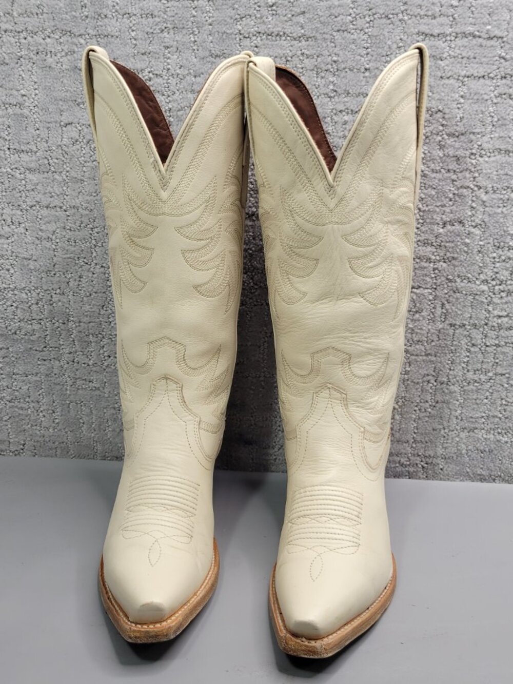 Tecovas The Annie Women's Size US 6B Bone Cowhide Leather Cowgirl Boots